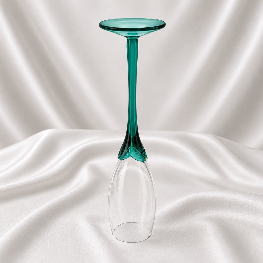 Libbey Domaine Juniper Green Champagne Flutes Set of 4 Green Stem 9.75 inch - Picture 13 of 16
